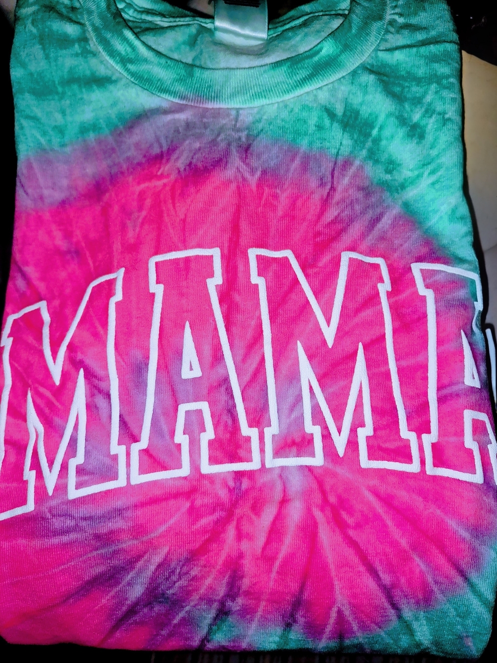 Tie-Dye "MAMA" Graphic Tee - Pink & Teal